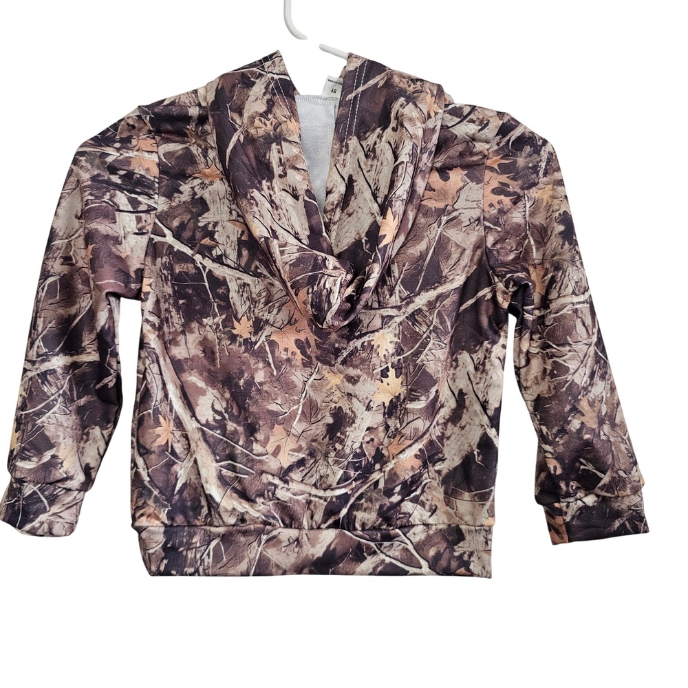 Unbranded Kids Real Tree Camo Hooded Pullover Sweatshirt Size 5Y Forest‎ Brown